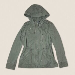 Green‎ Utility Lightweight Zip Up Hooded Jacket I Heart Ronson - Size Small